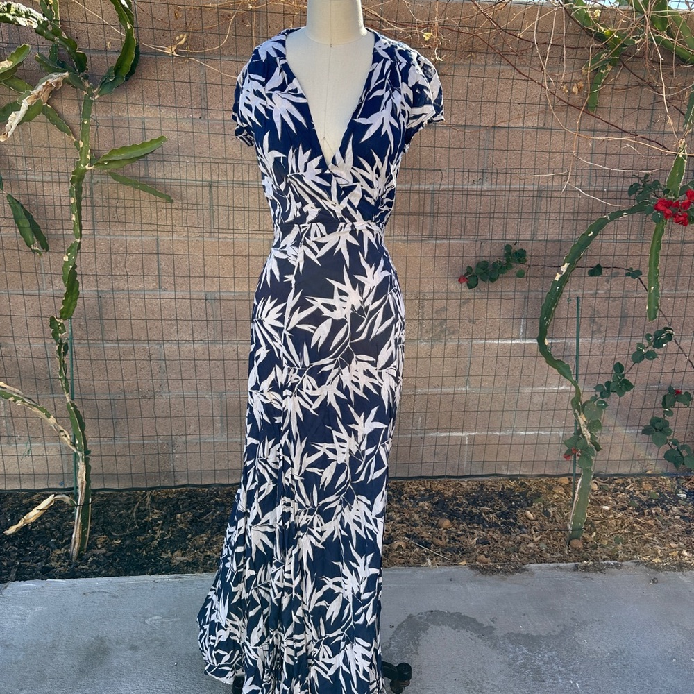 Amuse Society Provence Wrap Navy and White Maxi Dress